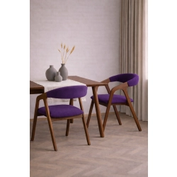 PRODUCENT Krzesło Dębowe KR-201 Kolor Tkaniny Fioletowy Kolor Drewna Orzech